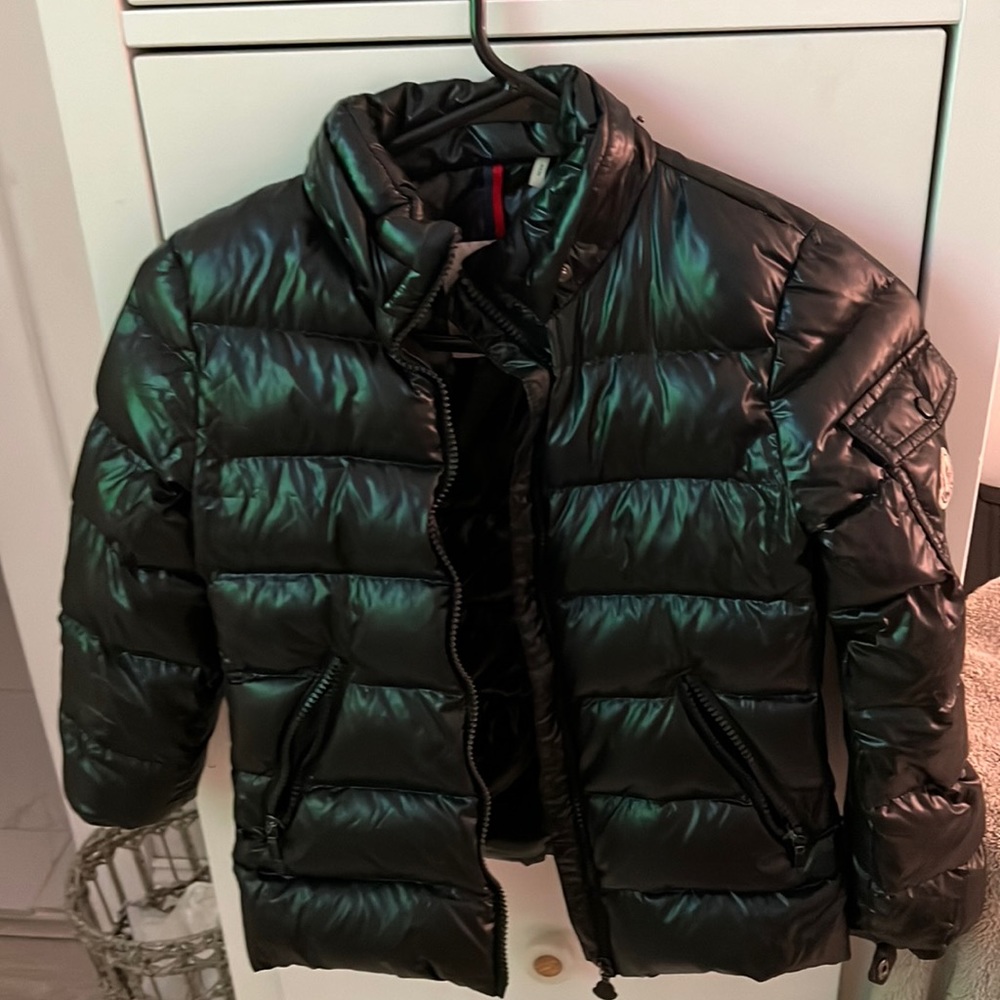 Kids black moncler coat with a few scratches